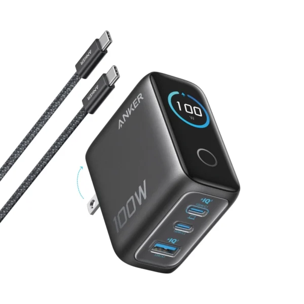 Anker 100W GaN Fast Charger with Smart Display, 100W Output, USB-C