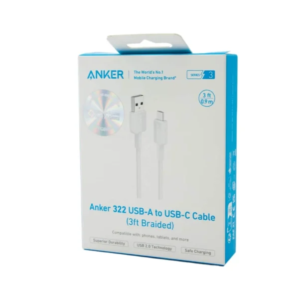 Anker 322 USB, A to USB, C 6ft 60W braided Cable, 60W Fast Charging, USB-C