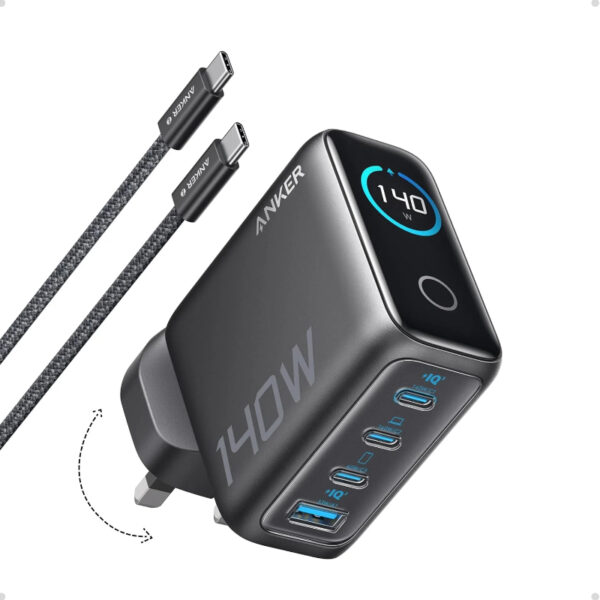 Anker Fast Charger (140W, 4, Port, PD 3.1), 140W Output, USB-C