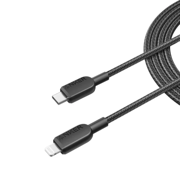 Anker USB, C Lighting to Cable 1m (3ft) Braided, 18W Fast Charging, USB-C, Lightning