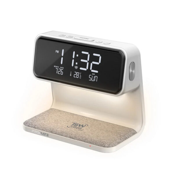Promate Lumix 15 LED Alarm Clock – 15W Wireless Charger price i