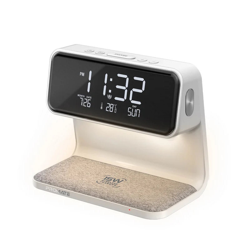 Promate Lumix 15 LED Alarm Clock – 15W Wireless Charger price i
